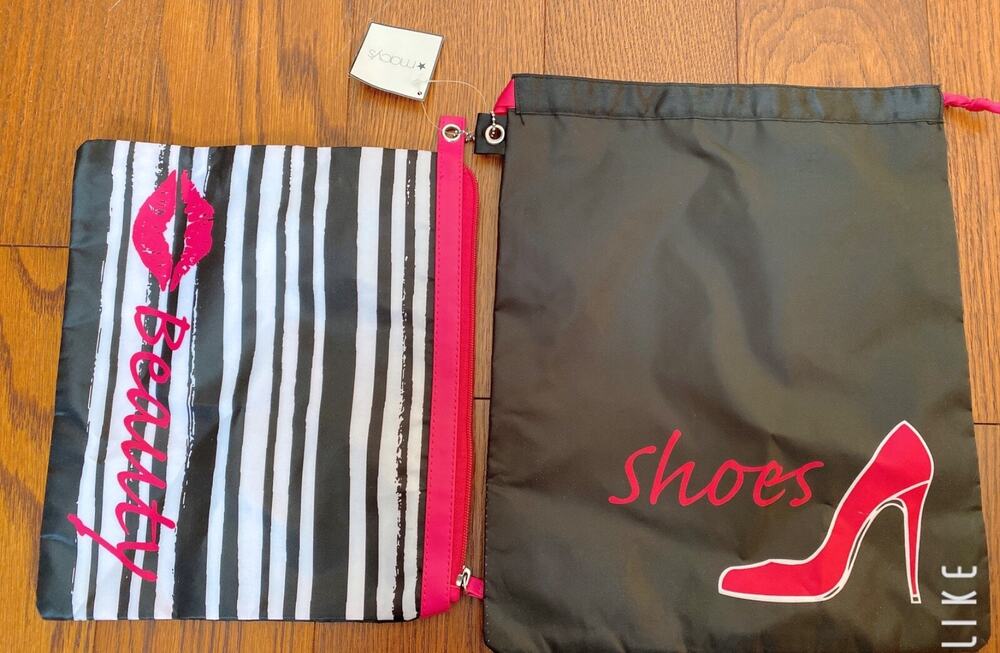 Sephora Two Makeup Pouch Beauty Lined Pouch 11“x10" and Shoes BL Pouch 11.5"x13"